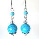 earrings with turquoise, Earrings, Moscow,  Фото №1