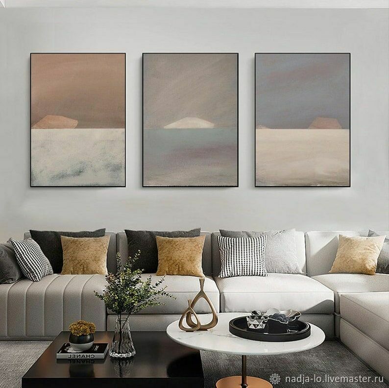 Триптих картин маслом для интерьера гостиной Закат в дюнах в интернет ...