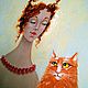 Принт Картина кот с хозяйкой. Картины. Татьяна  Naloo (Картины). Ярмарка Мастеров.  Фото №4