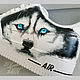 Кроссовки белые, кастом кроссовок Nike Air Force,хаски, ручная роспись. Кроссовки. O-Go-Art.Кастомизация одежды и обуви. Ярмарка Мастеров.  Фото №6