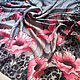 Batik Shawl silk 100% Pink Poppies on Grey Leopard Print. Shawls1. Silk Batik Watercolor ..VikoBatik... My Livemaster. Фото №5