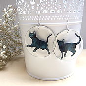 Украшения handmade. Livemaster - original item Transparent Earrings Black Cat/Black Cat Jump Gothic Halloween. Handmade.