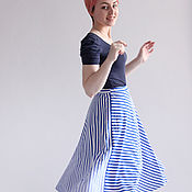 Ярусная юбка из марлёвки синяя или голубая хлопок 100