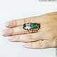 Terrific ring with contrasting multi-coloured quartz in a luxurious gold frame! Author's manual work. The only instance!