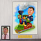 Gift for a man's birthday/anniversary. Caricature, painting, railway worker, Caricature, Moscow,  Фото №1