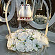Композиция из конфет "Свадебная корзина с белыми розами", Подарки, Москва,  Фото №1
