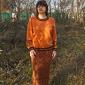 Одежда handmade. Livemaster - original item Costumes: Knitted persimmon suit. Handmade.