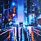 Oil painting on canvas 'Night New York' 50/70 cm, Pictures, Sochi,  Фото №1