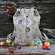 Linen backpack 'Cat-cloudberries'. Backpacks. Julia Linen tale. Online shopping on My Livemaster.  Фото №2
