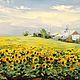 Oil painting, palette knife Sunflower field, Pictures, Rossosh,  Фото №1