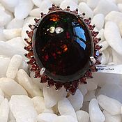 Украшения handmade. Livemaster - original item Silver ring with a gorgeous black opal.. Handmade.