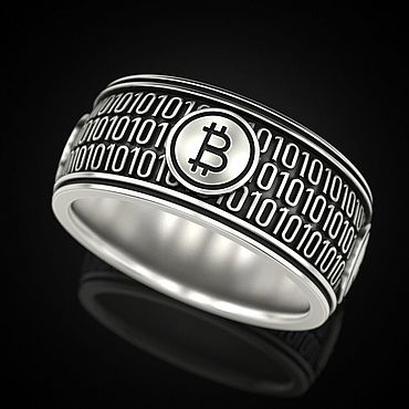 Украшения ручной работы. Ярмарка Мастеров - ручная работа Кольцо "Bitcoin zeros and ones" из серебра с чернением. Handmade.