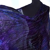 Silk scarf stole women's green with orange brown