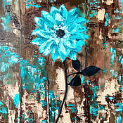 Картины и панно handmade. Livemaster - original item Turquoise Flower painting! oil, 50*40 cm.. Handmade.