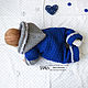 Newborn gift: Knitted jumpsuit with hood blue grey. Gift for newborn. babyshop. My Livemaster. Фото №4