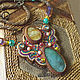 Necklace (pendant) Bronze Celt Natural aquamarine, Heliodorus, pearls, Necklace, Bryansk,  Фото №1