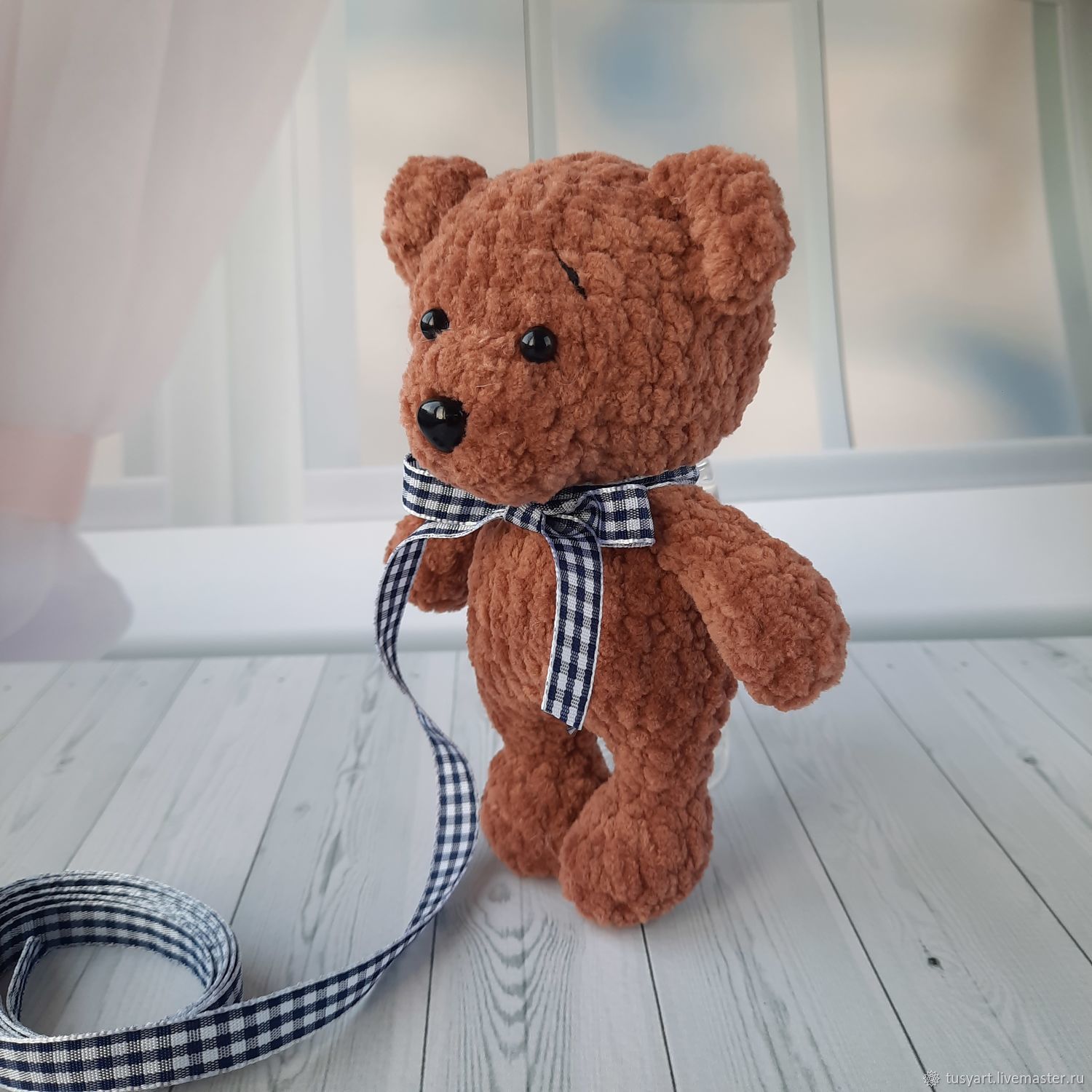 Игрушка мягкая вязаный мишка , Мишка,маленький плюшевый мишка , мишка в ...