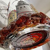 Кружка для пива "Осенний Калининград" (Роспись, янтарь)