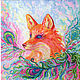 Fox painting 'Kitsune' on canvas. Acrylic. 40/40 cm, Pictures, Belgorod,  Фото №1