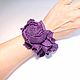 Handmade leather bracelet with flowers rose Dance Purple. Braided bracelet. ms. Decorator. My Livemaster. Фото №6