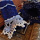 Синие вязаные манжеты с ажурным кружевом из шерсти. Митенки. NLadoga. Ярмарка Мастеров.  Фото №6