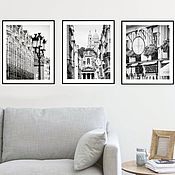 Картины и панно handmade. Livemaster - original item Paris Paintings Black and White Photo Paintings City Triptych Architecture. Handmade.