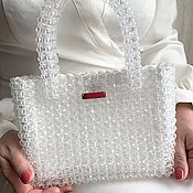 Сумки и аксессуары handmade. Livemaster - original item White handbag with artificial silk and magnetic latch inside. Handmade.