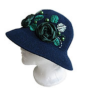 Аксессуары handmade. Livemaster - original item Blue hat with roses EMERALD STORY. Handmade.