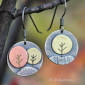 Earrings silver Lilies of the valley, moonstone