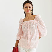 Одежда handmade. Livemaster - original item Women`s Blouse Pink Camomile Cotton Cambric Summer. Handmade.