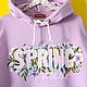 Лавандовая толстовка - ВЕСНА, цветочный худи с росписью Spring Vibes, Свитшоты, Санкт-Петербург,  Фото №1