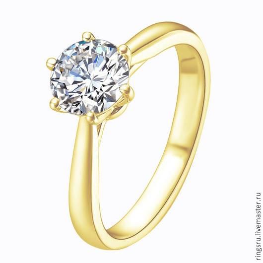 кольцо с одним бриллиантом фото смотреть