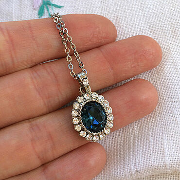 Винтаж: Синее колье винтаж под серебро 1928 со Сваровски Swarovski. . Винтаж ручной работы - Ярмарка Мастеров Винтаж ручной работы. Ярмарка Мастеров - ручная работа Винтаж: Синее колье винтаж под серебро 1928 со Сваровски Swarovski. Handmade.