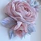 FABRIC FLOWERS. ' Sprig of roses ' Powder in gray and blue', Brooches, Vidnoye,  Фото №1