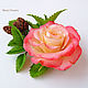 Barrette/brooch 'my Heart' with the Ural rose, nettles and alder, Hairpins, Zarechny,  Фото №1