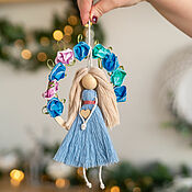 Для дома и интерьера handmade. Livemaster - original item Macrame doll. Angel in the ring blue dress. Handmade.