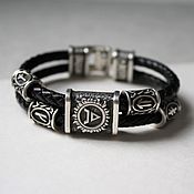 Украшения ручной работы. Ярмарка Мастеров - ручная работа Veles leather bracelet Slavic Runes. Handmade.