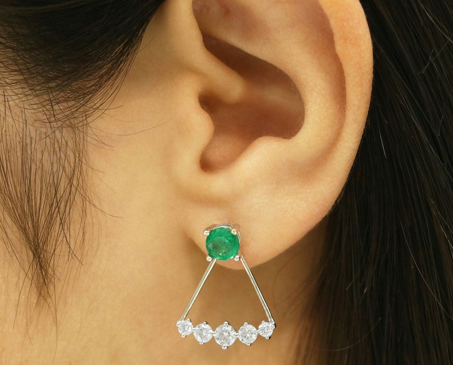 14k Emerald Earring Stud Jacket Earrings Handmade Livemaster 14k Emerald Earring Stud Jacket