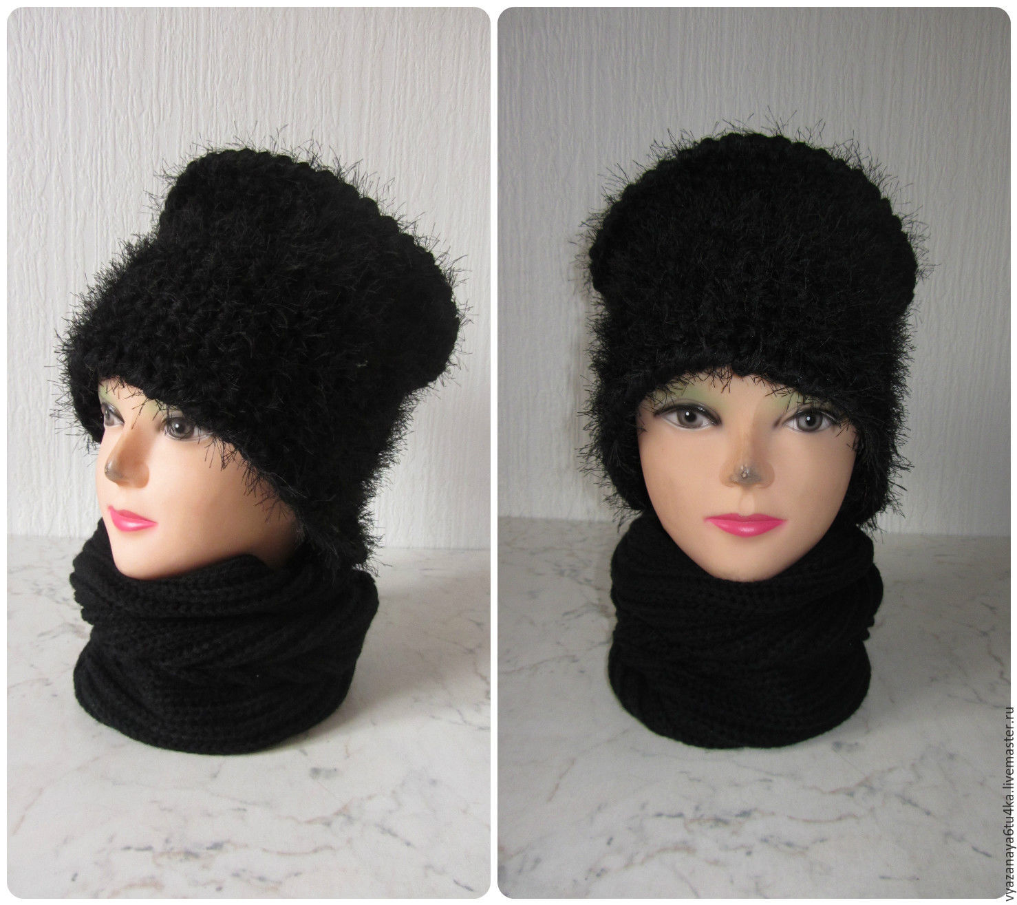 black knitted hat 'a la kubanka', Caps, Moscow,  Фото №1