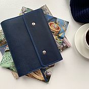 Кожаный дневник сшитый А5 с пришитым карманом «СófraLilac»