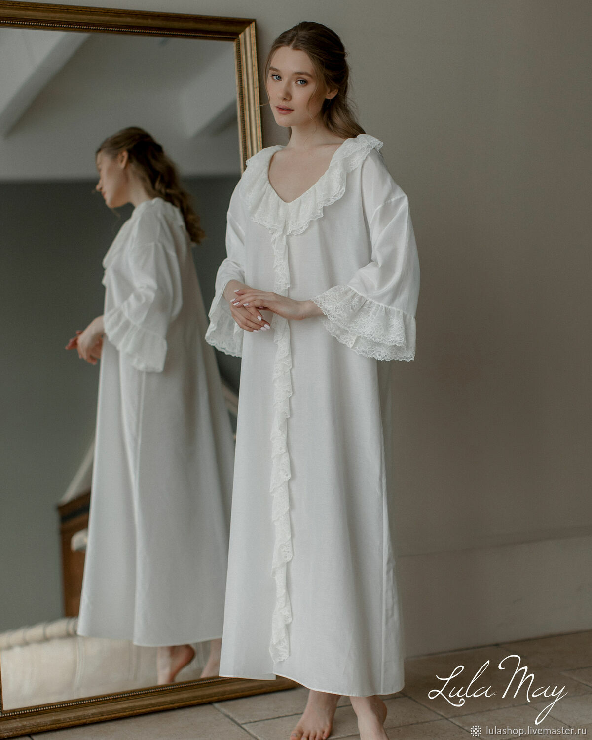 Cambric And Lace Angelica Nightgown Milky Color – купить на Ярмарке