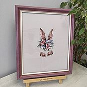 Картины и панно handmade. Livemaster - original item The picture is embroidered with a cross Flower bunny. Handmade.