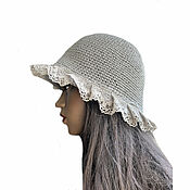 Аксессуары handmade. Livemaster - original item Women`s linen hat Rural motif. Handmade.