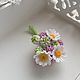 Заказать   С ромашками. Knitted flowers. Ярмарка Мастеров. . Брошь-булавка Фото №3