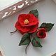 Брошь -  Камелия. Брошь-булавка. Knitted flowers. Ярмарка Мастеров.  Фото №6