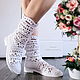 White Summer Women's Ankle Boots Openwork Cotton, Ankle boot, Murom,  Фото №1
