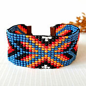 Украшения handmade. Livemaster - original item Wide beaded cuff bracelet in ethnic Boho style. Handmade.