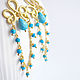 Earrings chandelier with Arizona turquoise, gold plated. Earrings. White Book. Online shopping on My Livemaster.  Фото №2