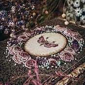 Канцелярские товары handmade. Livemaster - original item Puffy with roses, lilacs and forget-me-nots. Handmade.