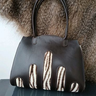 Сумки и аксессуары ручной работы. Ярмарка Мастеров - ручная работа Сумка кожаная с меховой отделкой "Зебра". Handmade.